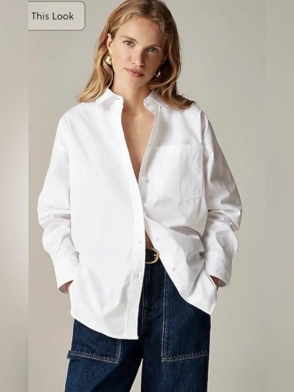 J.Crew Petite Étienne oversized shirt in lightweight Oxford in white